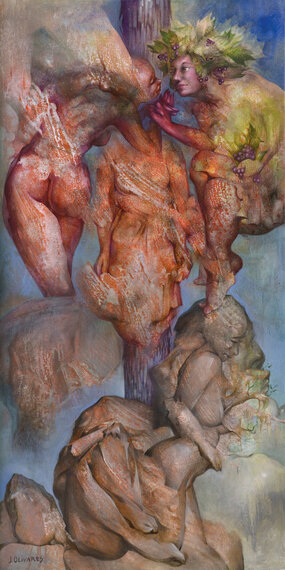 La métamorphose de Carya en noyer, technique mixte sur toile, 146 x 73 cm, © Jaime Olivares La métamorphose de Carya en noyer, technique mixte sur toile, 146 x 73 cm, © Jaime Olivares